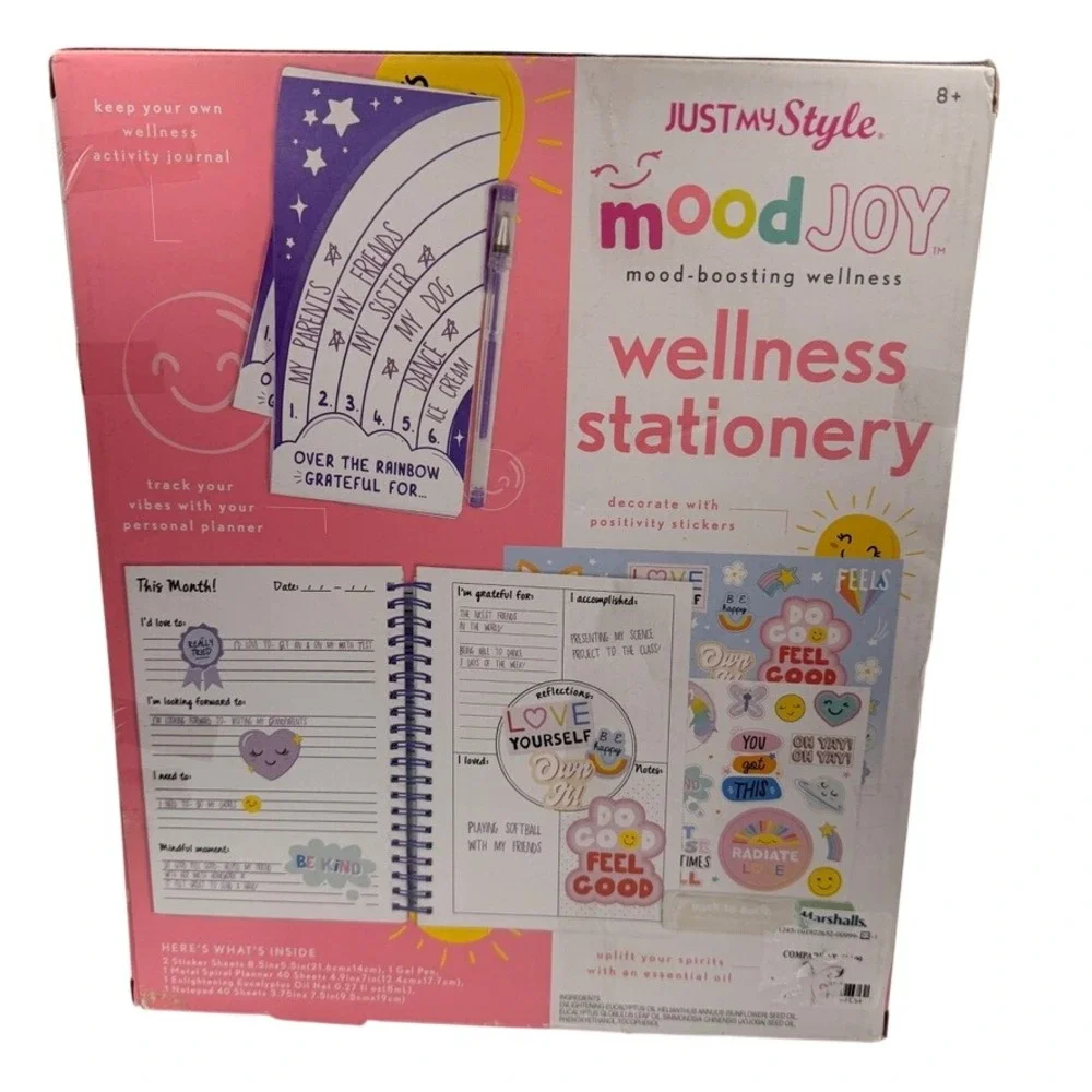 Kids Stationery Journal Kit Just My Style Mood Joy Wellness Pink Rainbow Health